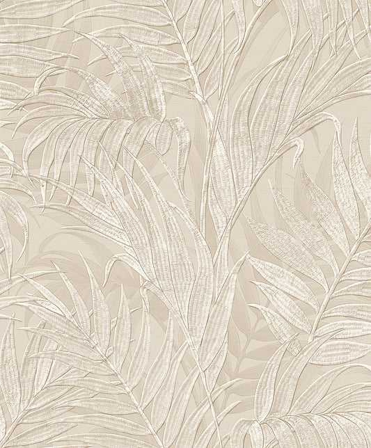 Behang Dutch Wallcoverings - Grace - Tropical Palm Leaf Beige - GR322102