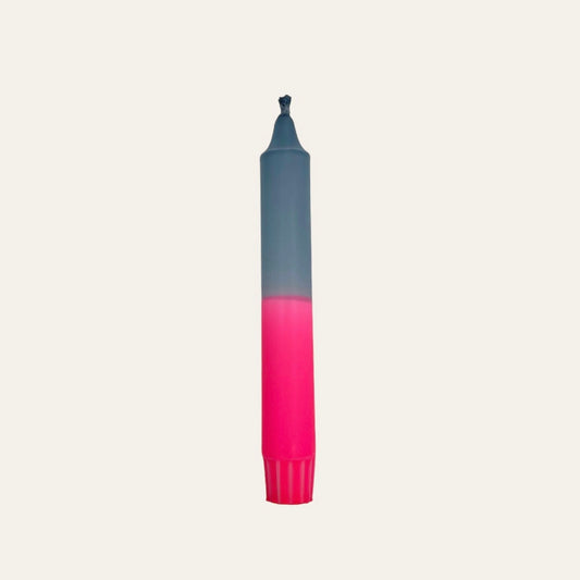 Kaars Dip Dye - dusty blue x neon pink